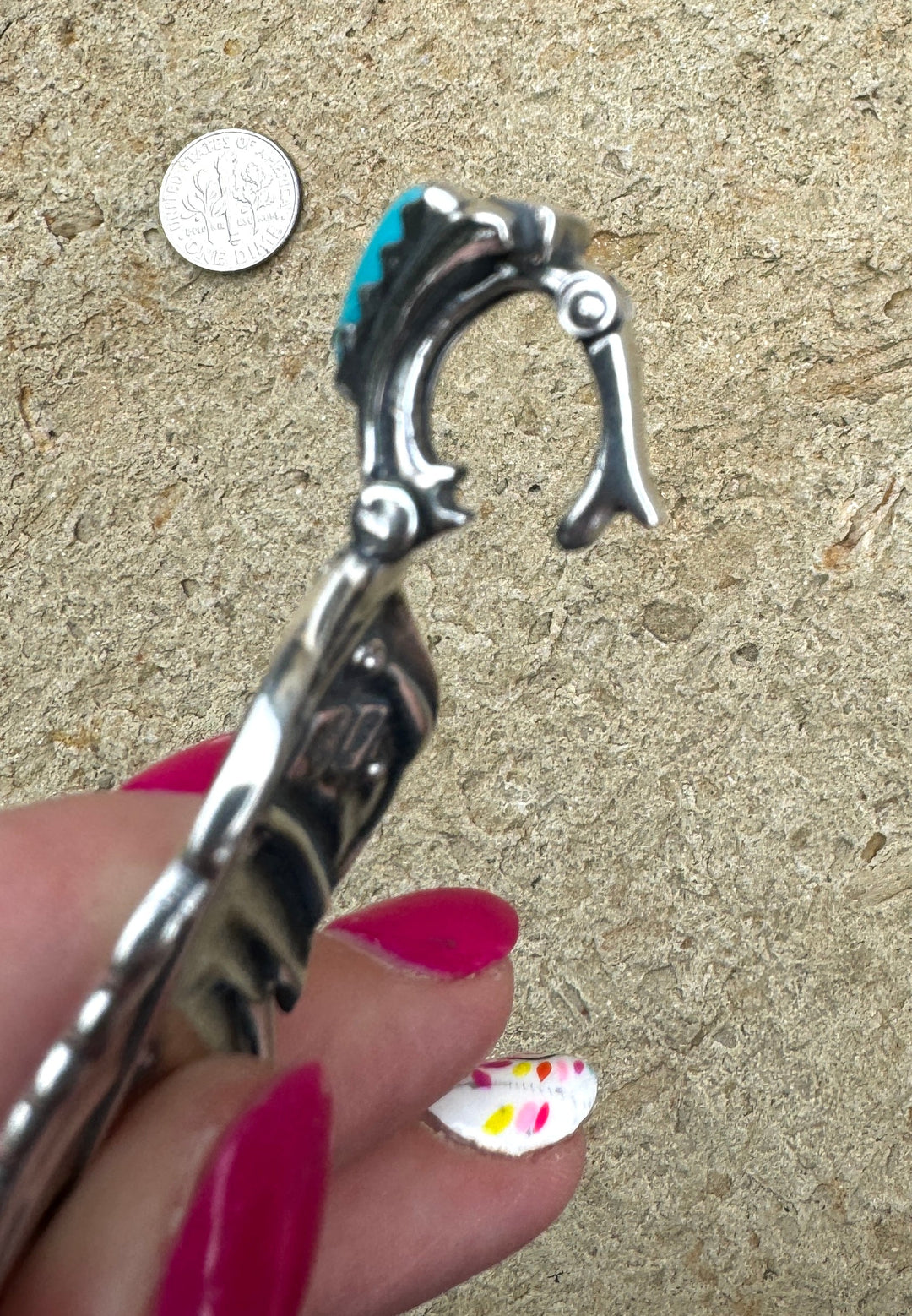 Oxidized Sterling Silver and Turquoise Feather Pendant