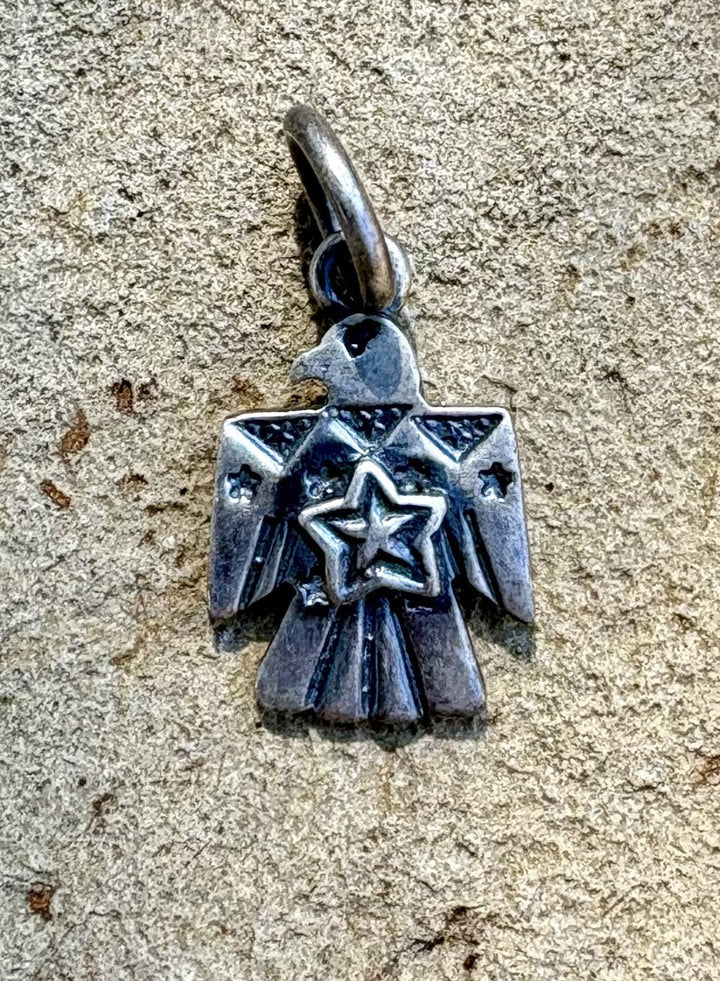 Oxidized Sterling Silver Heavy Thunderbird Charm 16x25mm