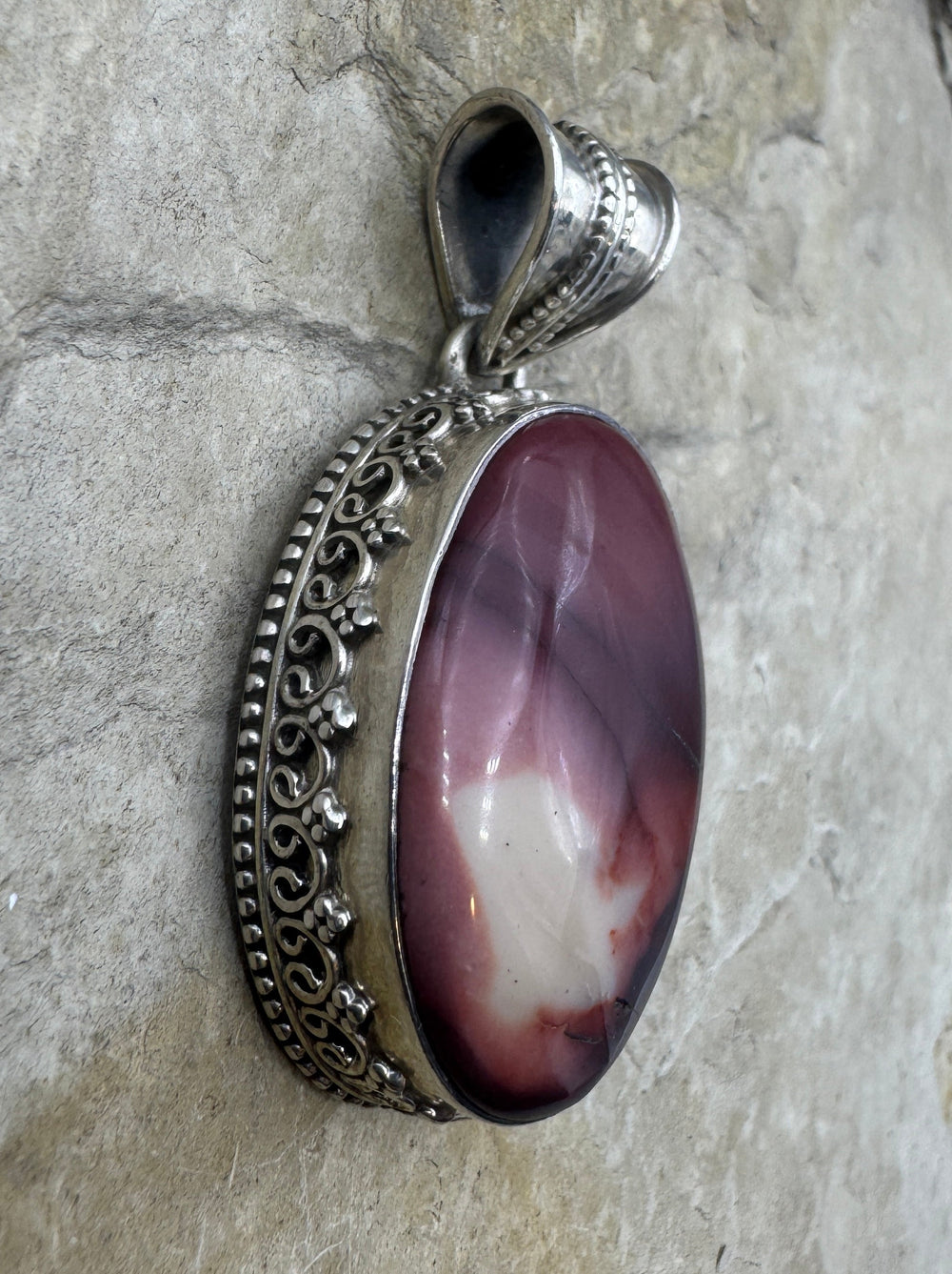 Oxidized Sterling Silver Mookaite Turquoise Pendant 16x29mm