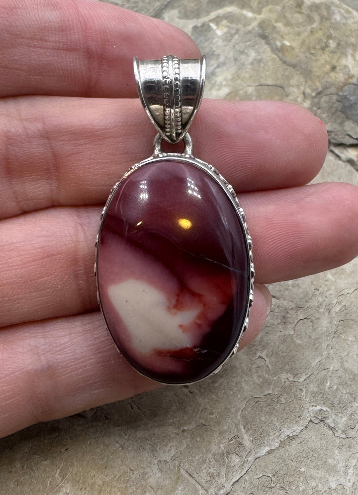 Oxidized Sterling Silver Mookaite Turquoise Pendant 16x29mm