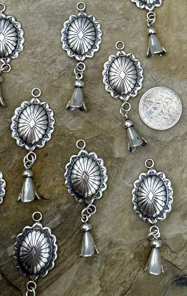 Oxidized Sterling Silver Southwest Squash Blossom Dangle