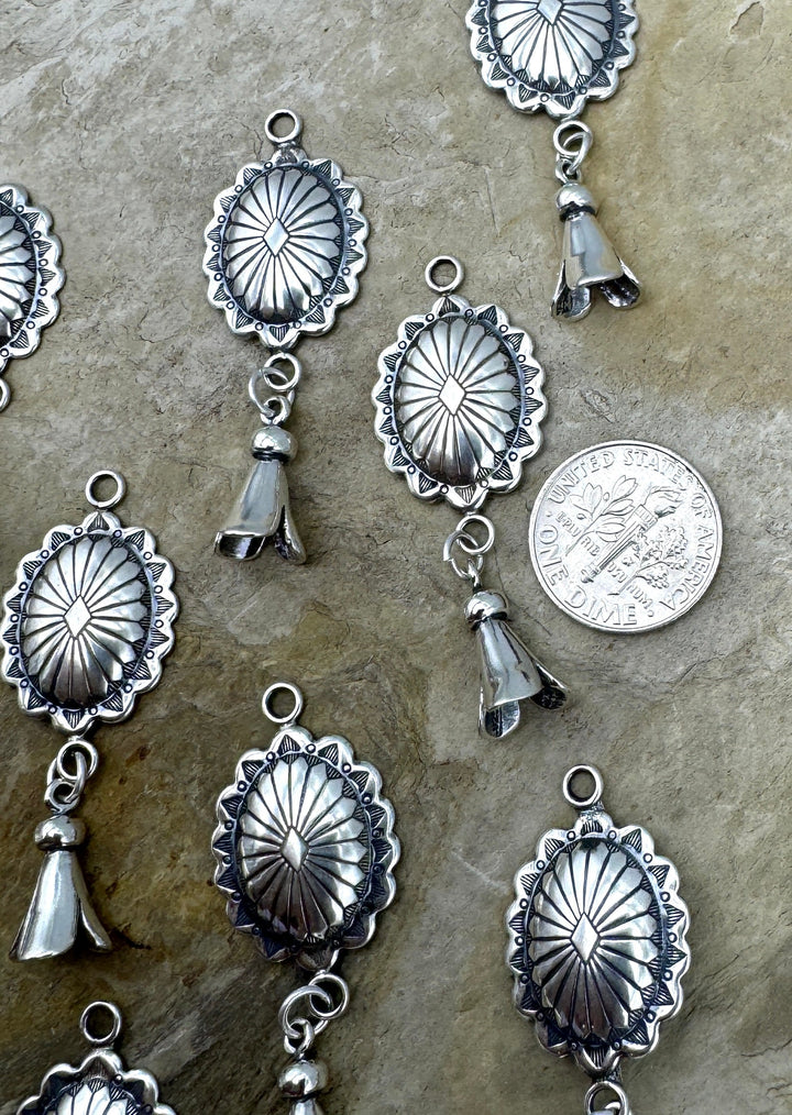 Oxidized Sterling Silver Southwest Squash Blossom Dangle