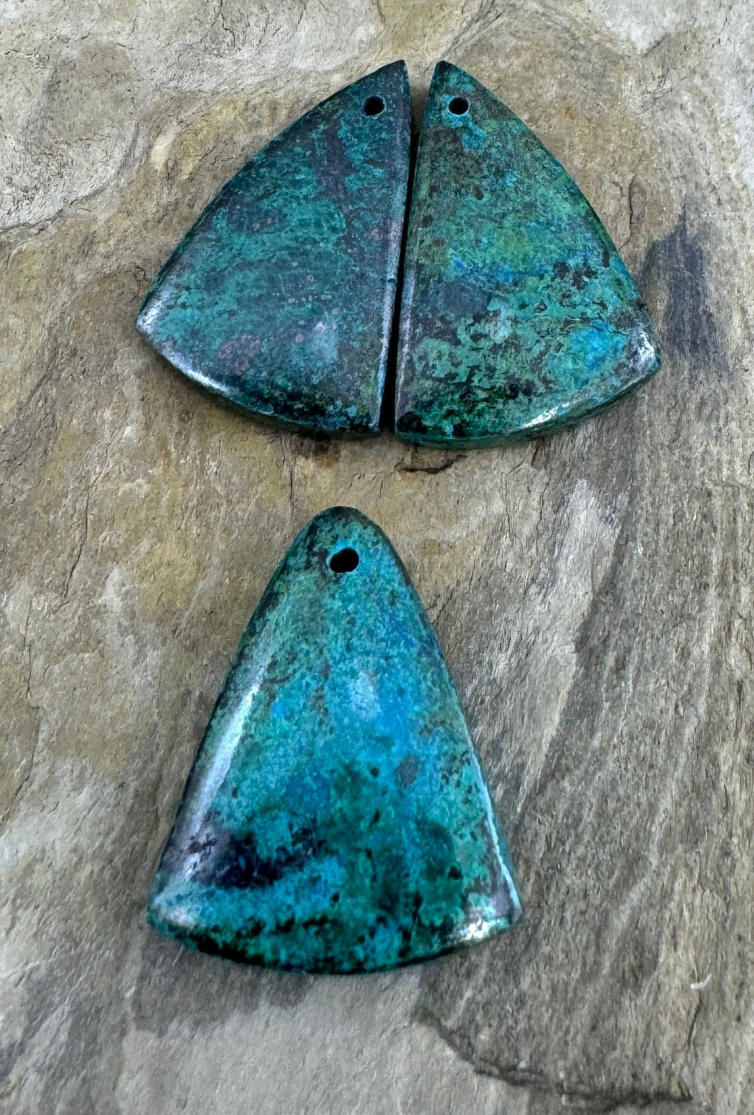 Parrot Wing Chrysocolla Set Focal Pendant bead and Earring