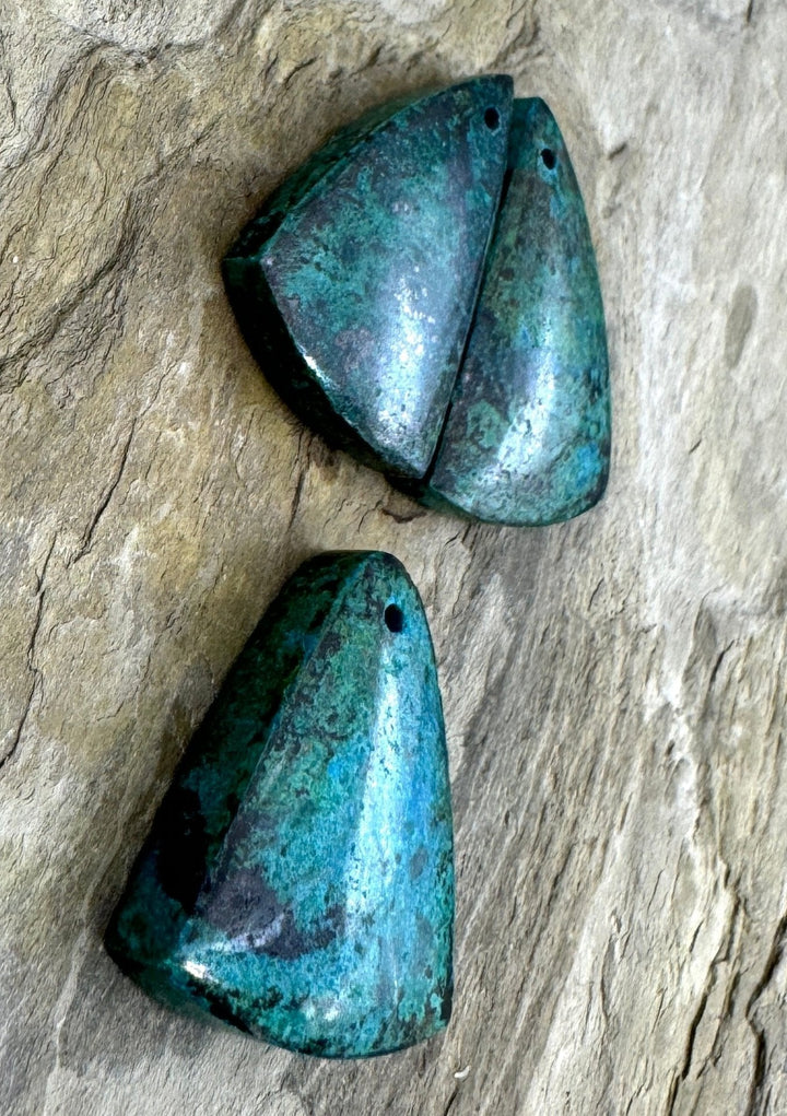 Parrot Wing Chrysocolla Set Focal Pendant bead and Earring