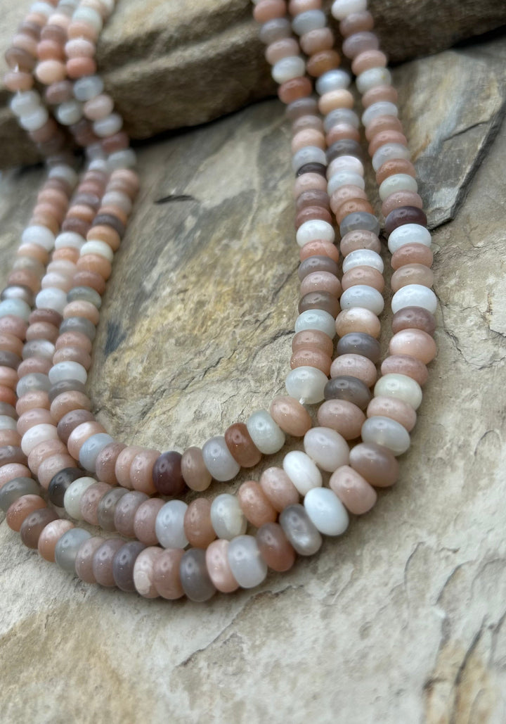Peach Moonstone 7mm Rondelle Beads 16 Inch Strand