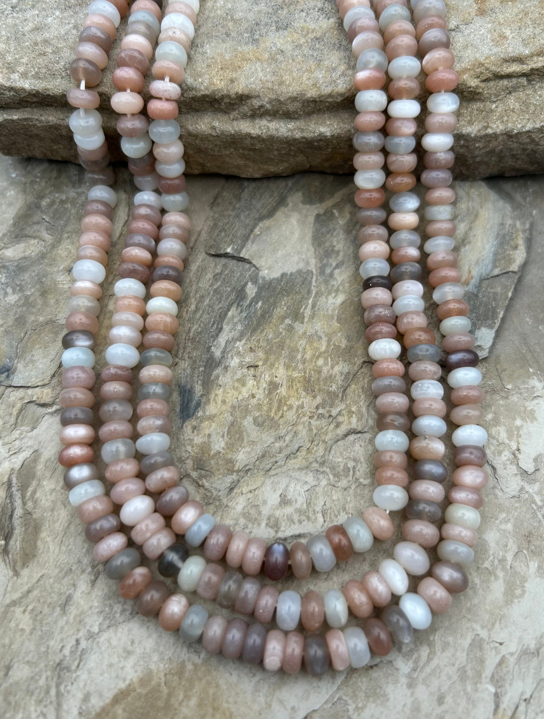 Peach Moonstone 7mm Rondelle Beads 16 Inch Strand
