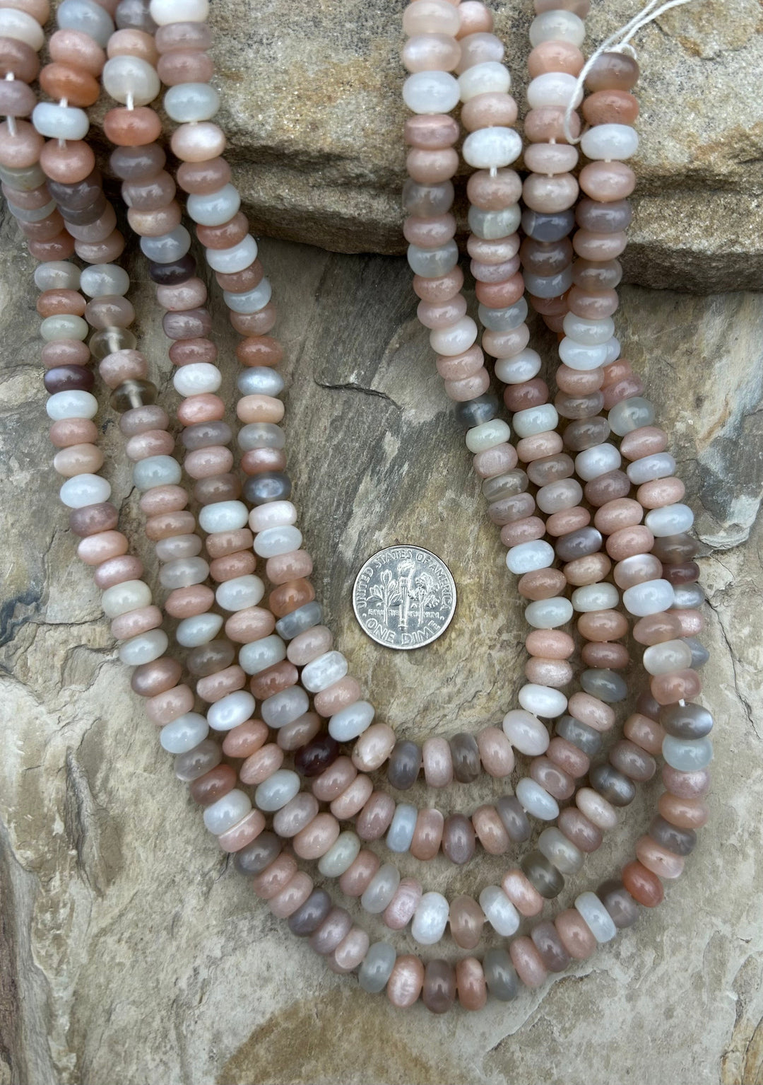 Peach Moonstone 7mm Rondelle Beads 16 Inch Strand