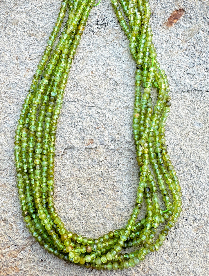 Peridot 4mm Faceted Round Bead Strand 16 inch Strand