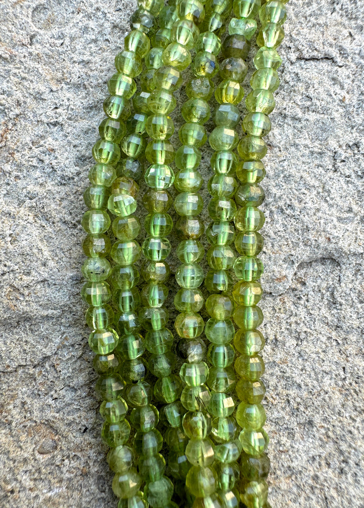 Peridot 4mm Faceted Round Bead Strand 16 inch Strand