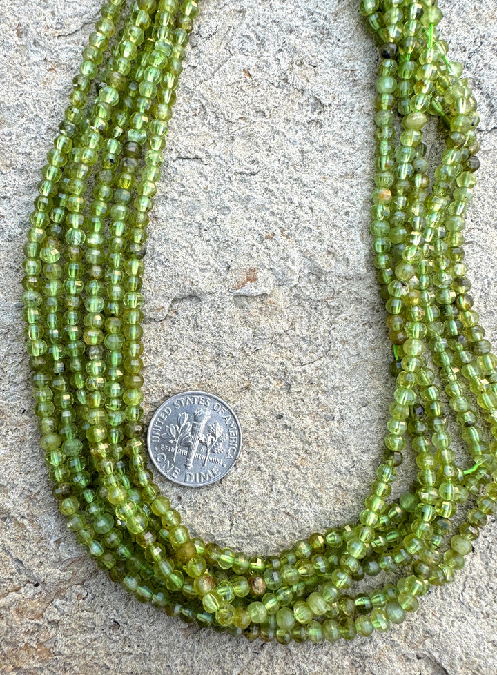 Peridot 4mm Faceted Round Bead Strand 16 inch Strand