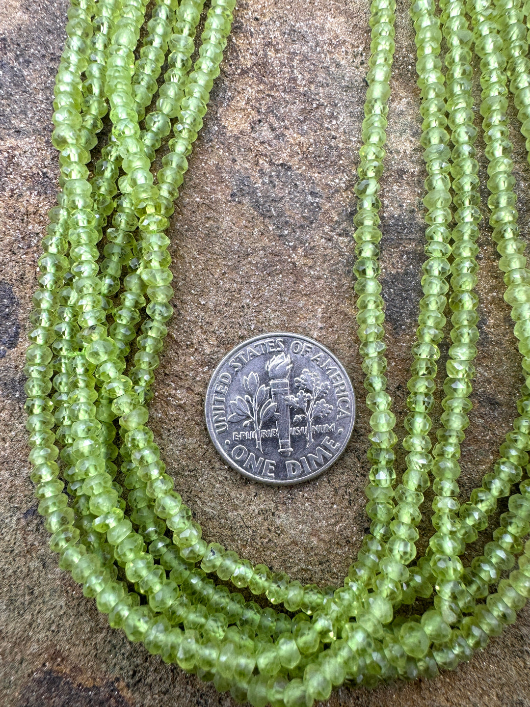 Peridot Micro Faceted 3mm Rondelle Beads 13.5inch Inch