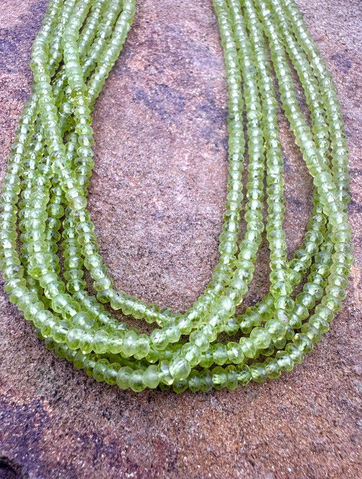 Peridot Micro Faceted 3mm Rondelle Beads 13.5inch Inch