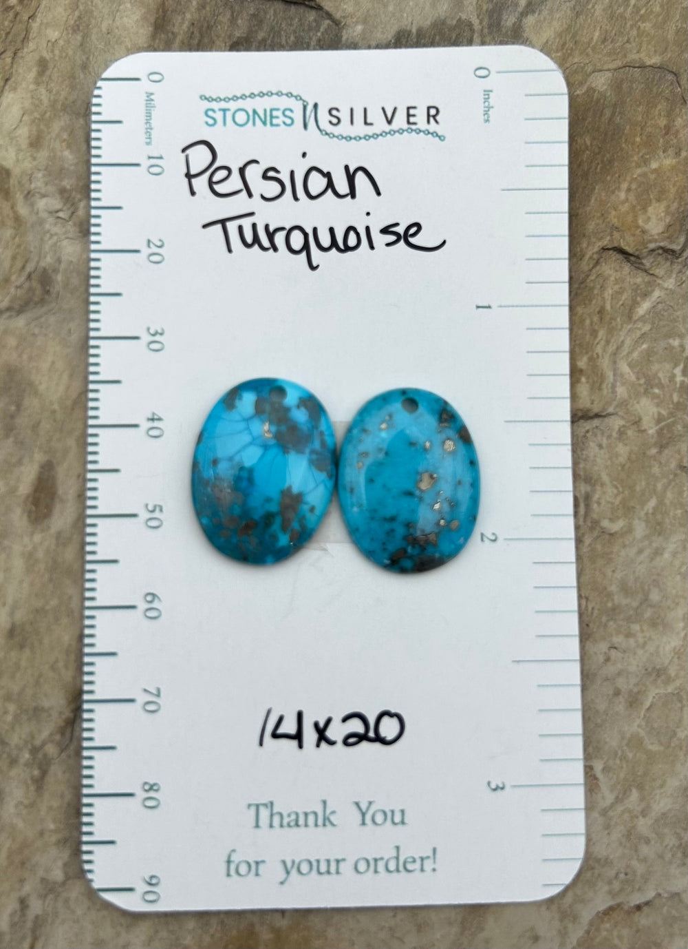 Persian Turquoise (Iran) Matching Earring Slab Bead Pair