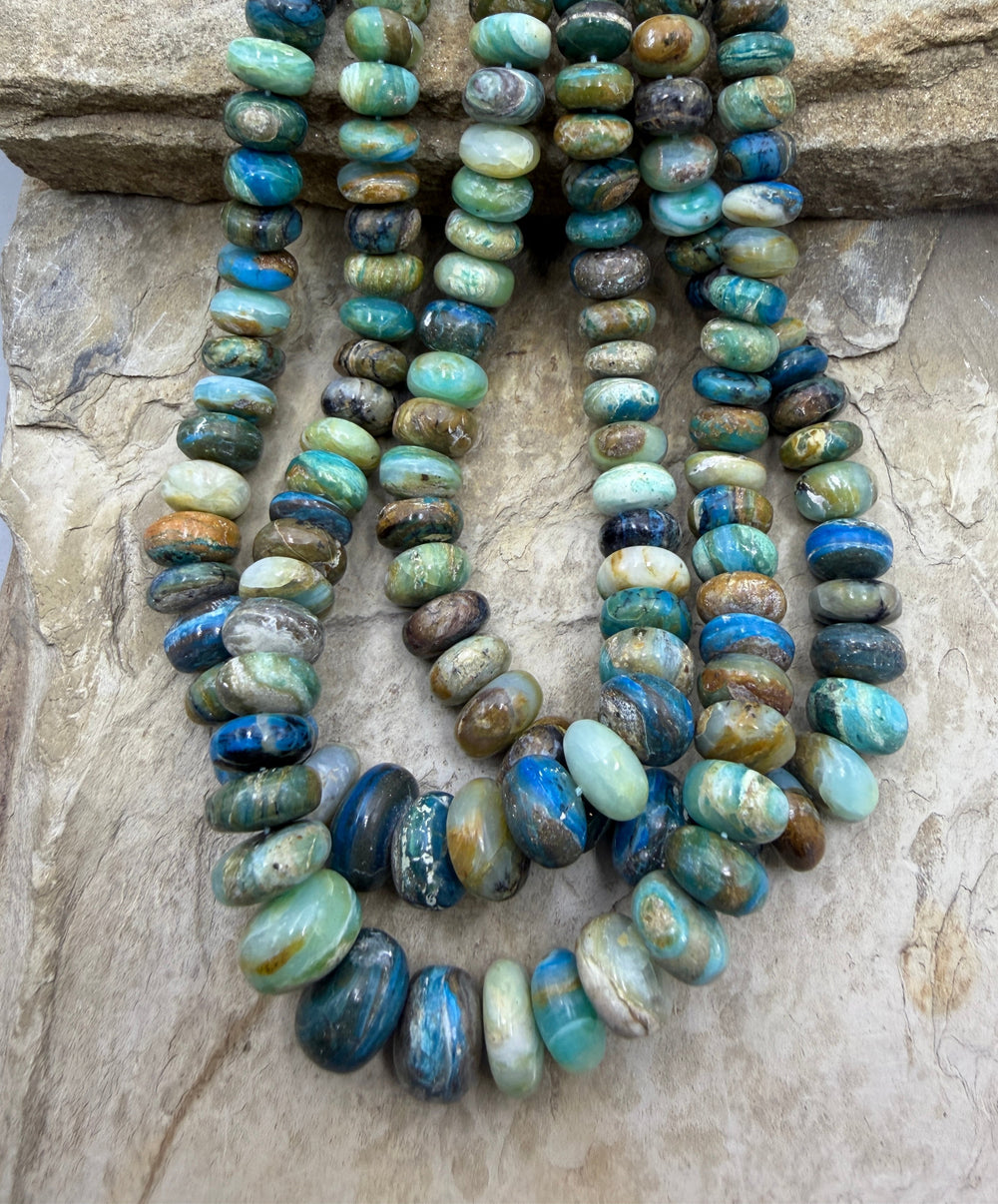 Peruvian Blue Opal (Peru) Graduated BIG Rondelle Strand