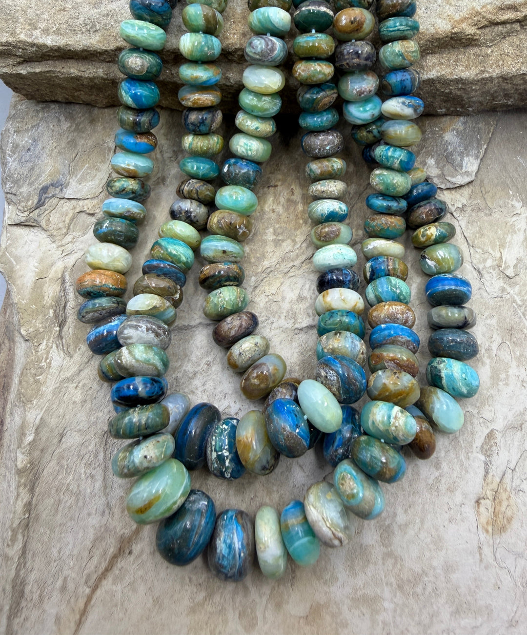 Peruvian Blue Opal (Peru) Graduated BIG Rondelle Strand