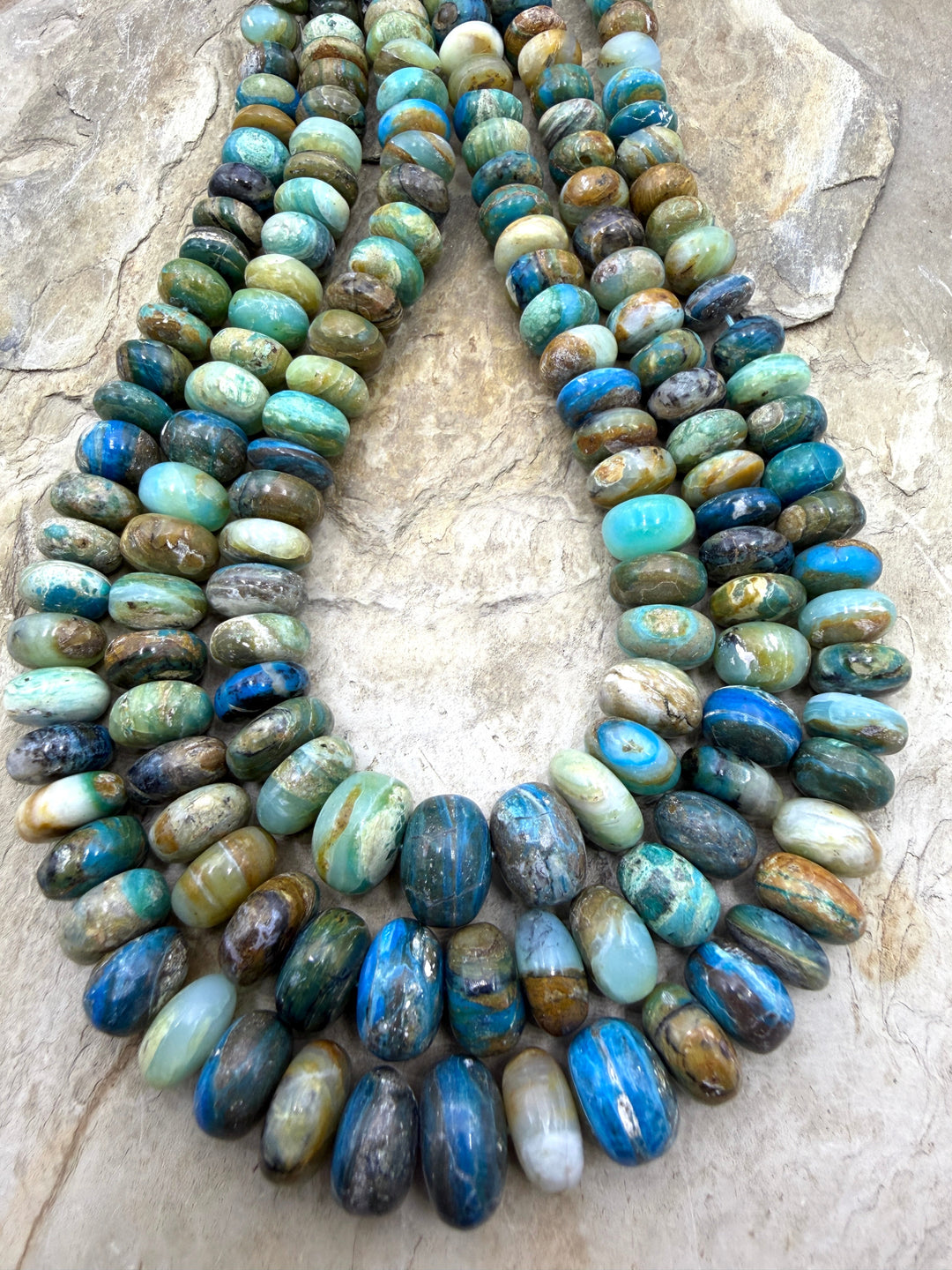 Peruvian Blue Opal (Peru) Graduated BIG Rondelle Strand