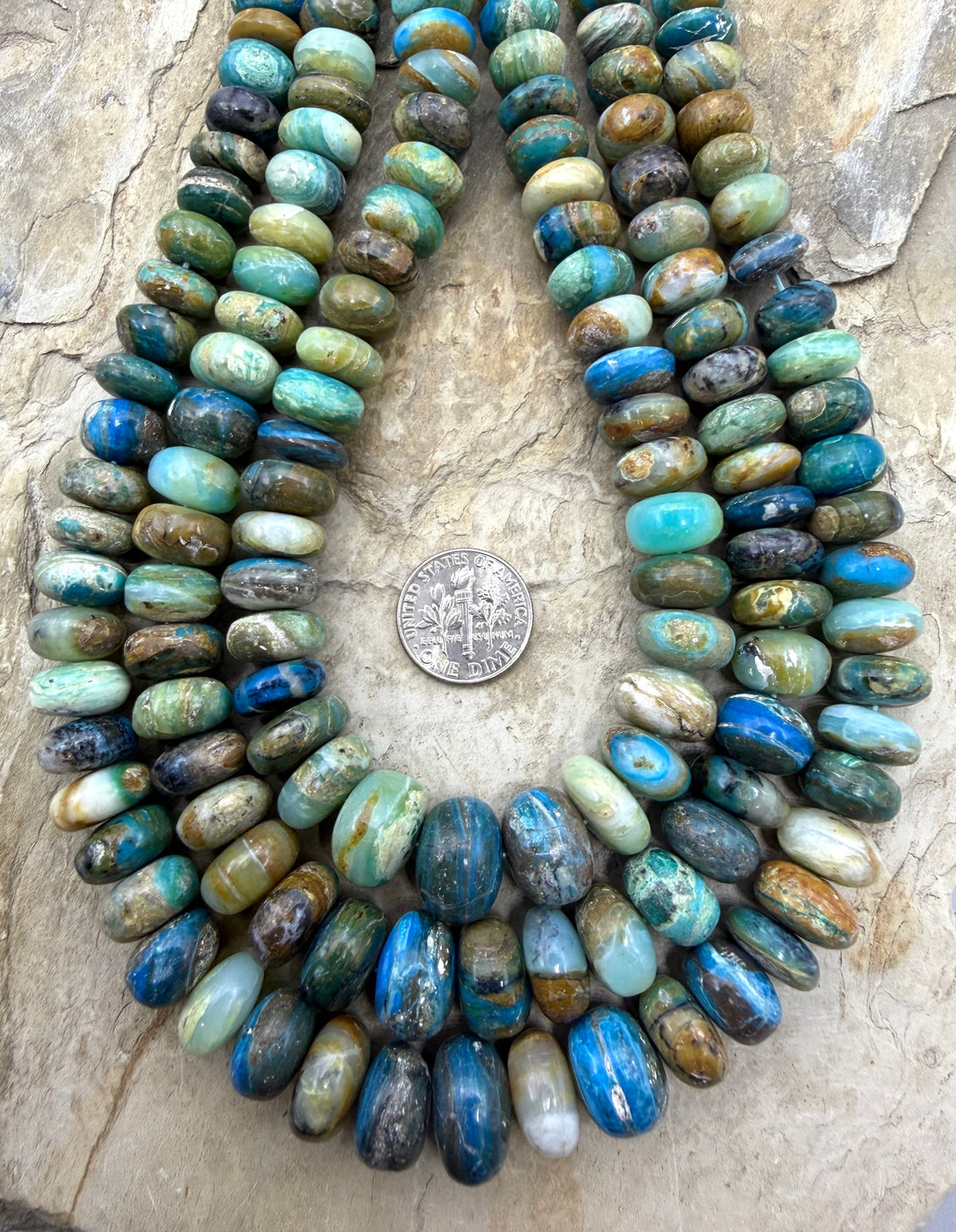 Peruvian Blue Opal (Peru) Graduated BIG Rondelle Strand