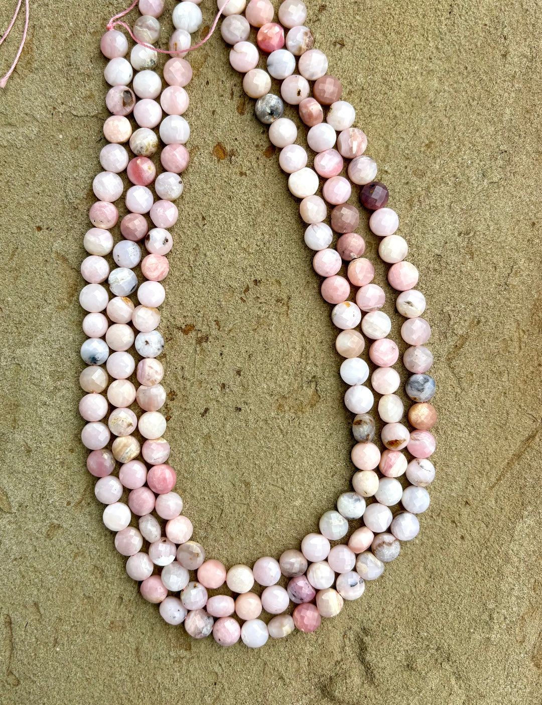 Peruvian Pink Opal 8mm Faceted Coin Beads 16 inch strand