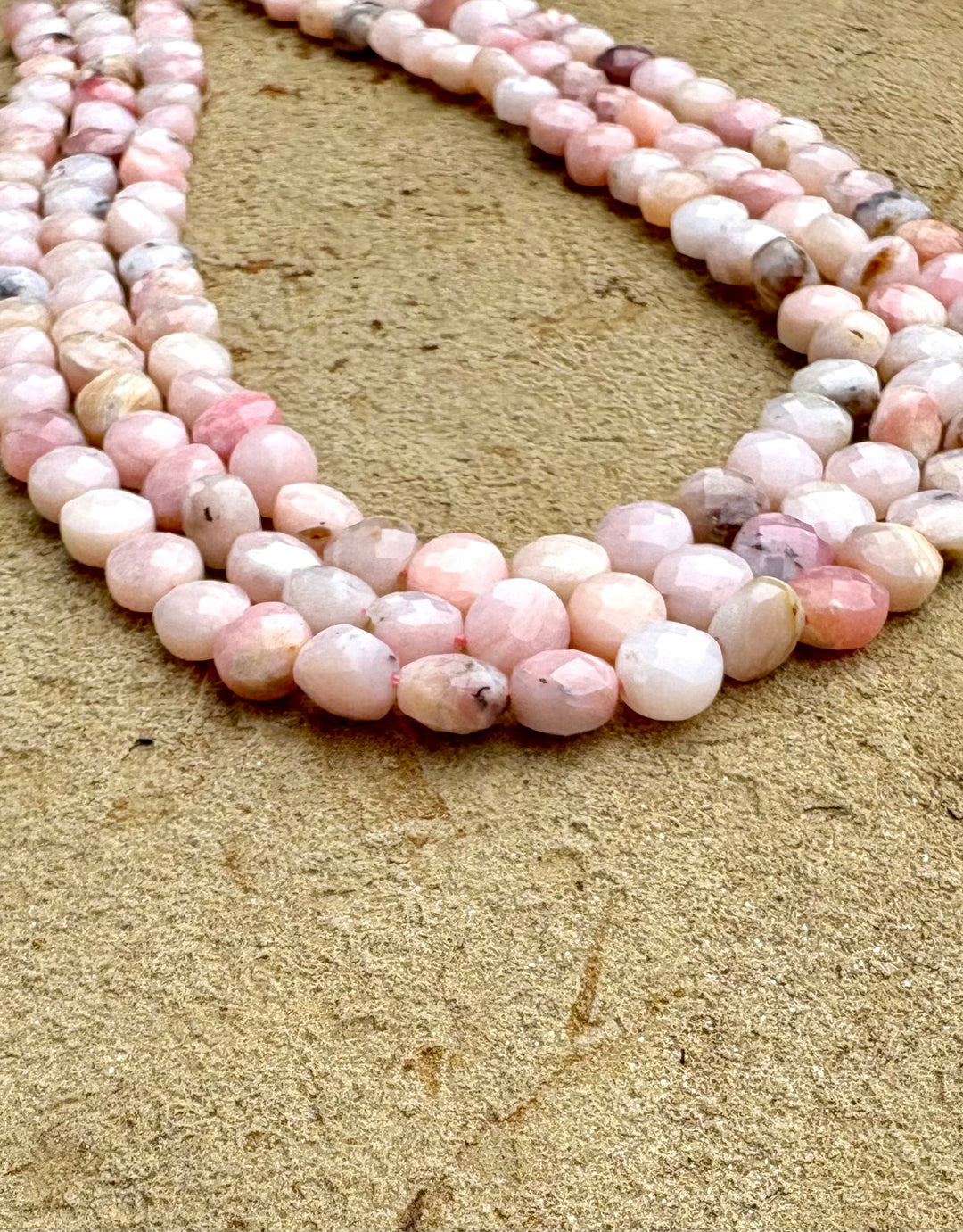 Peruvian Pink Opal 8mm Faceted Coin Beads 16 inch strand