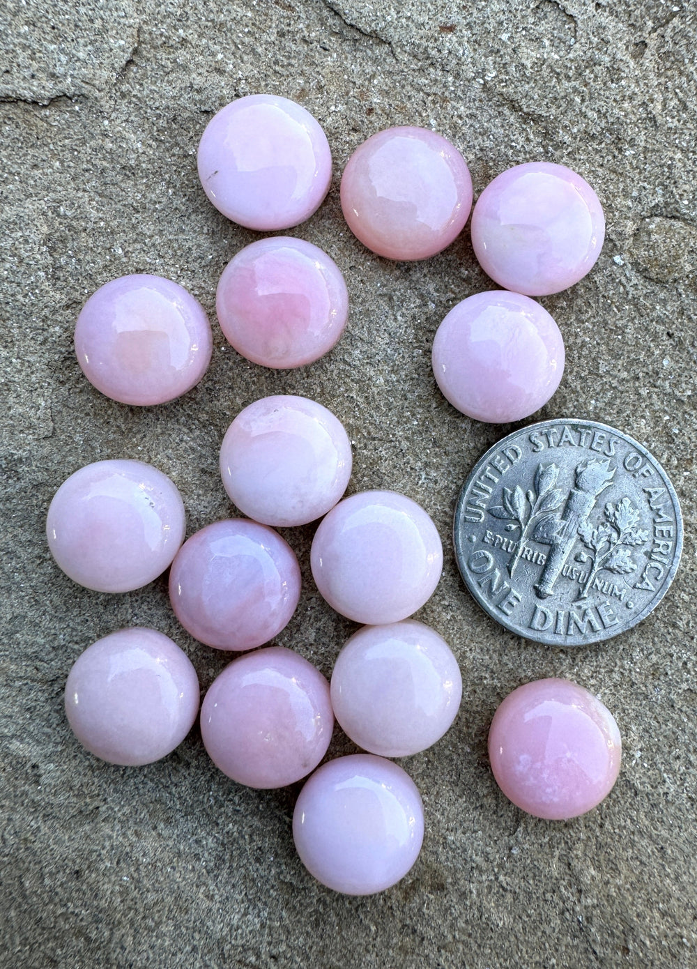 Peruvian Pink Opal Calibrated Round Cabochons 10mm (package