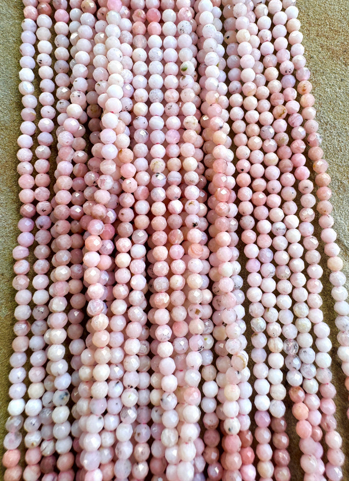 Peruvian Pink Opal Micro Faceted Round Beads 3mm 13 inch