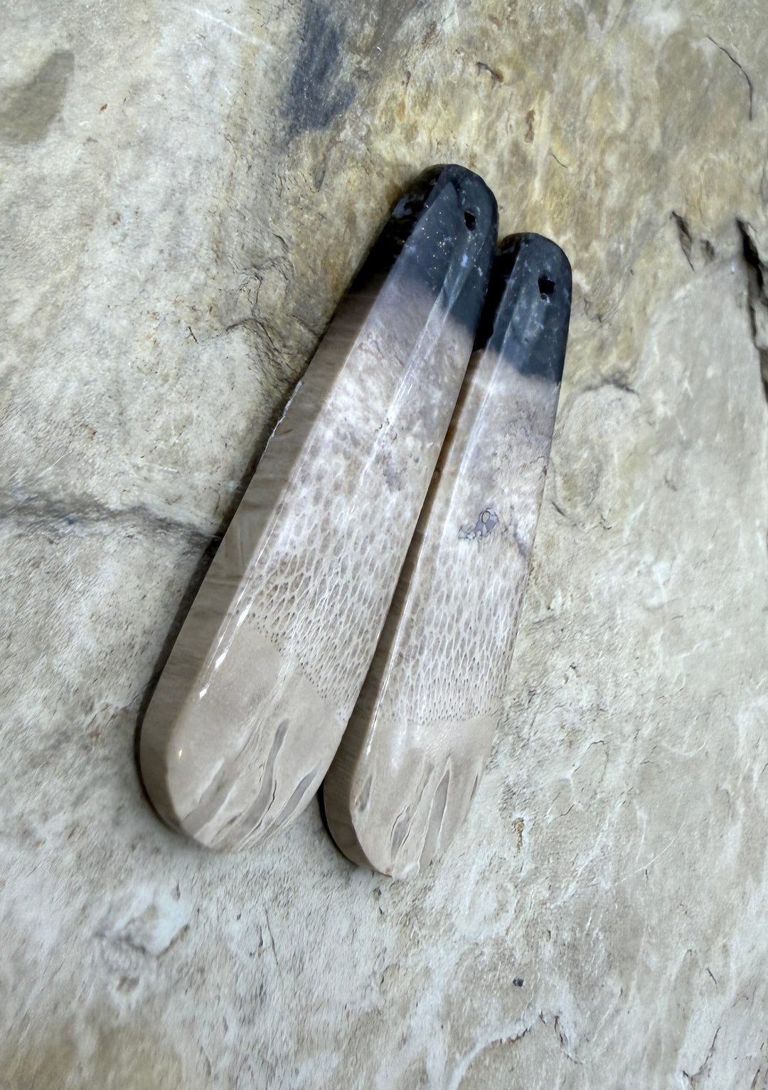 Petrified Palm Root (Indonesia) LONG Matching Earring Slab