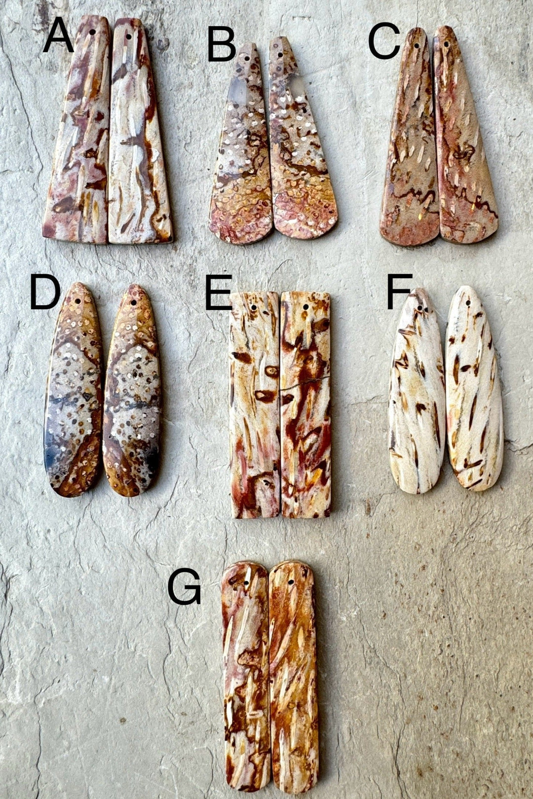 Petrified Palm Wood LARGE Matching Earring Slab Beads