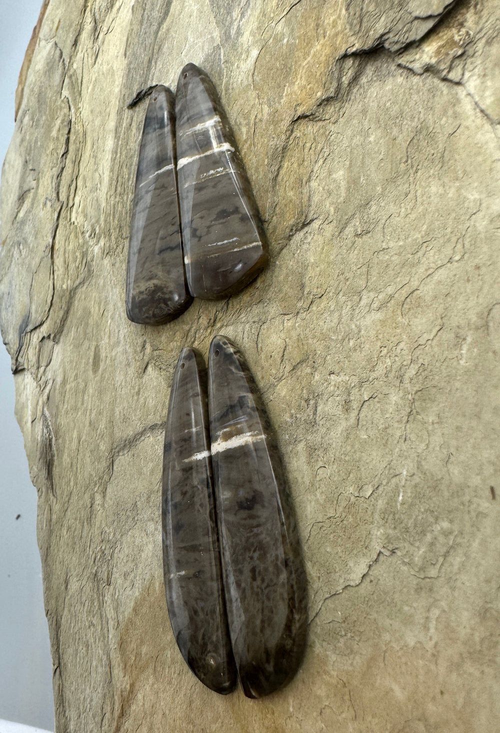 Petrified Wood Matching Earring Bead Slab Pair BIG (Select