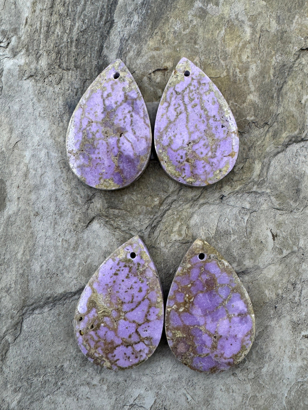 Phosphosiderite Matching Earring Slab Bead Pair 15x24mm
