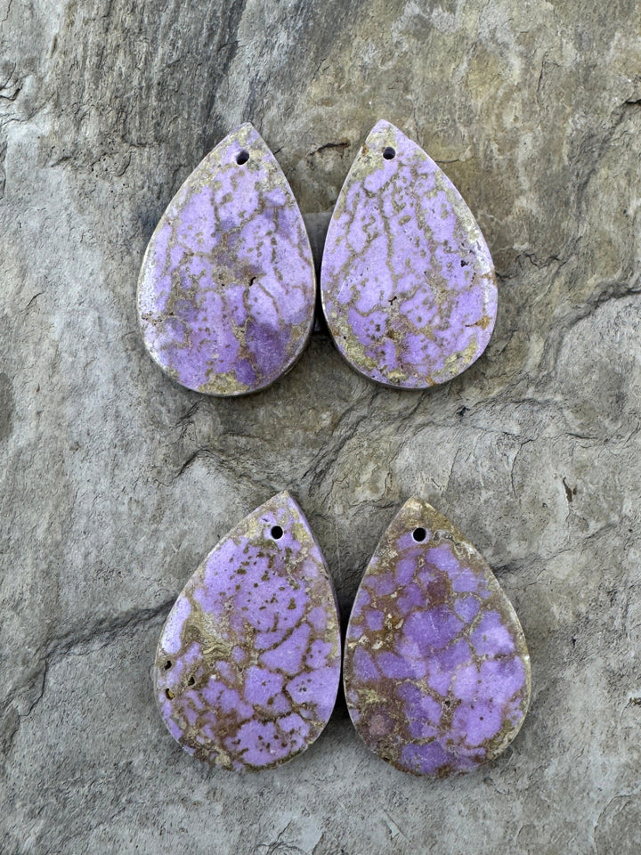 Phosphosiderite Matching Earring Slab Bead Pair 15x24mm