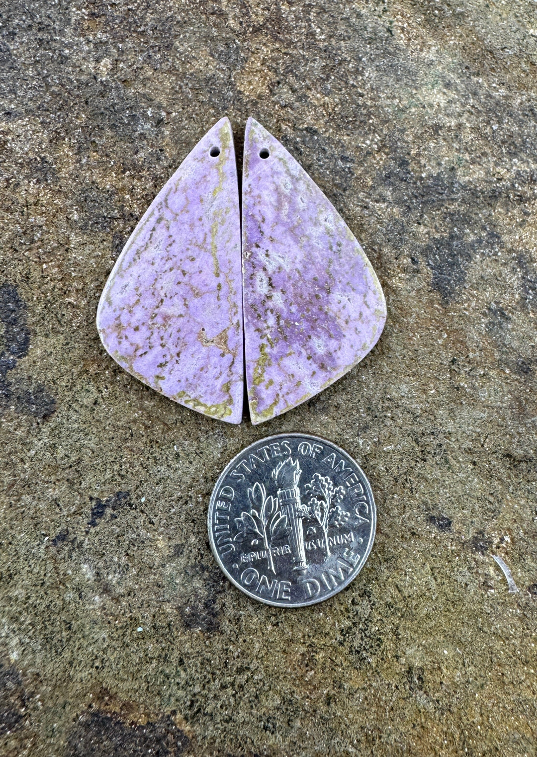 Phosphosiderite Matching Earring Slab Bead Pair 15x34mm