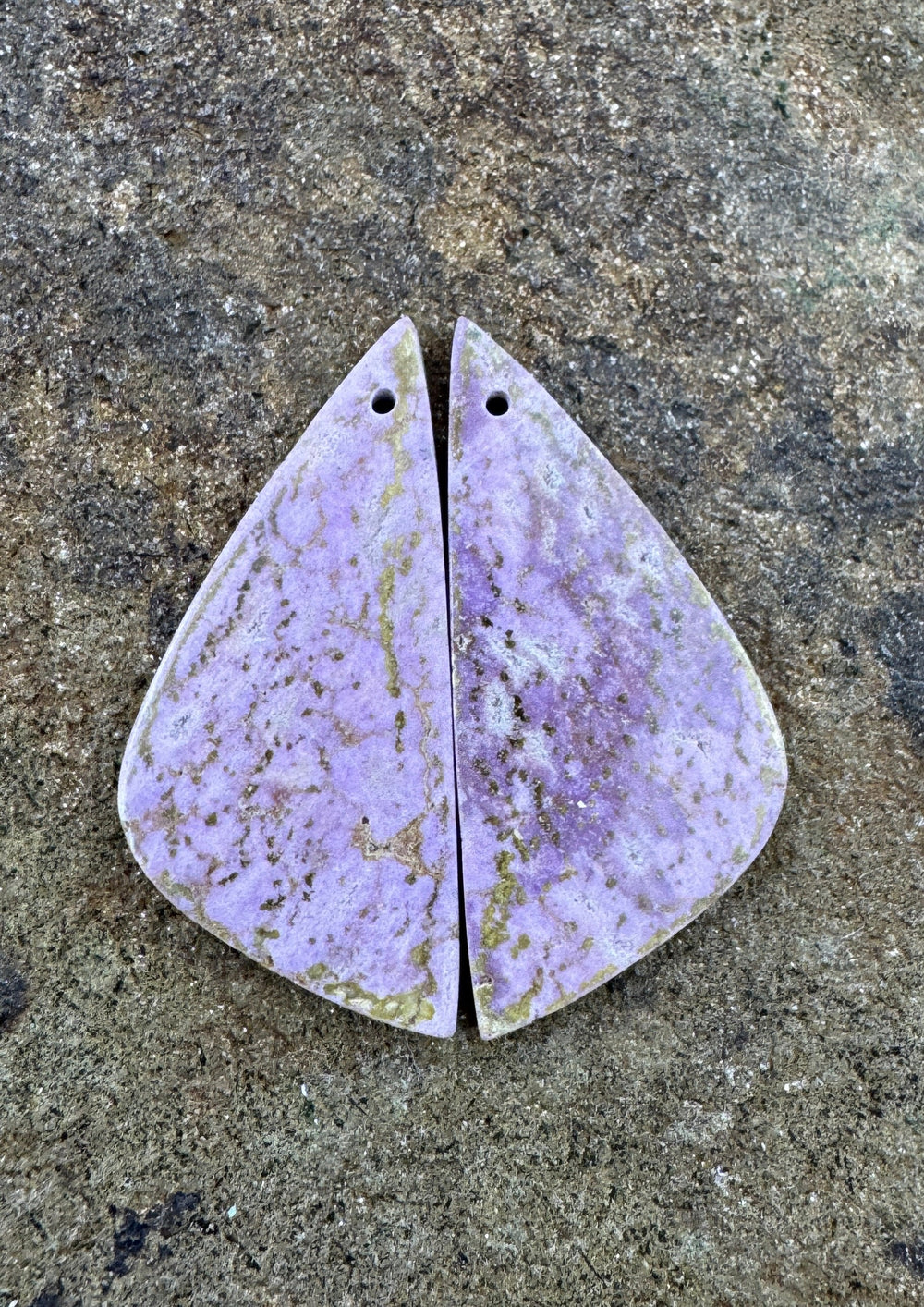 Phosphosiderite Matching Earring Slab Bead Pair 15x34mm