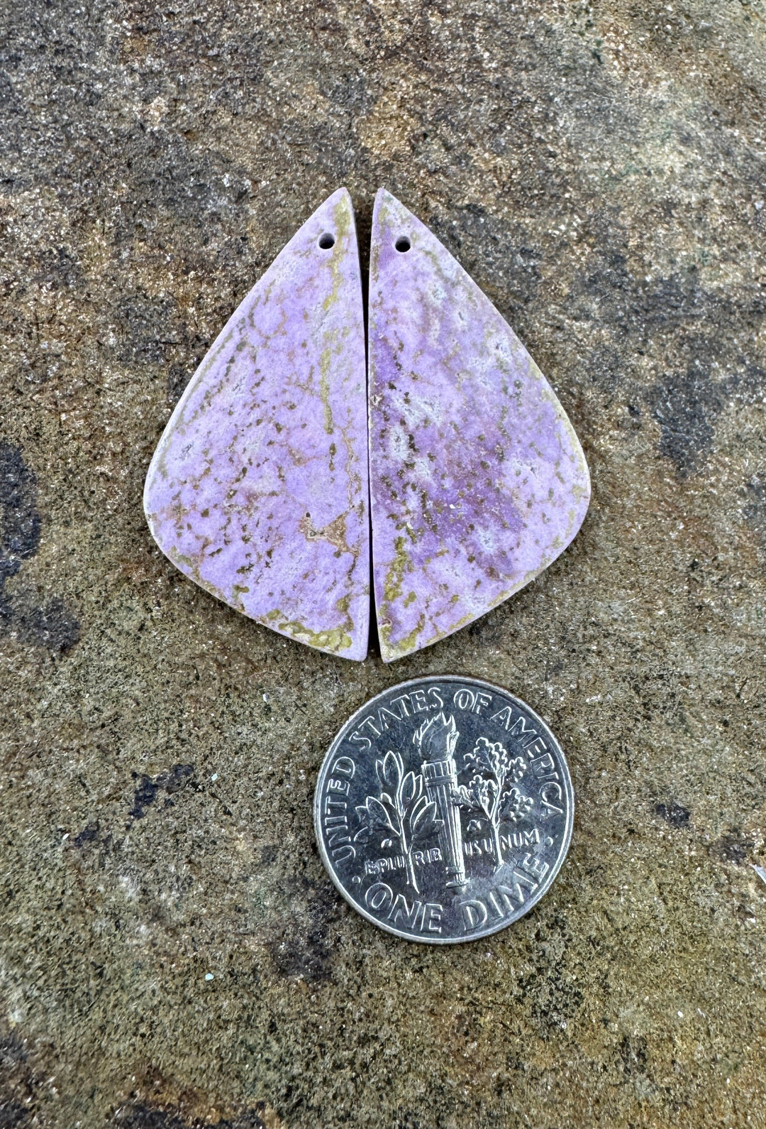 Phosphosiderite Matching Earring Slab Bead Pair 15x34mm