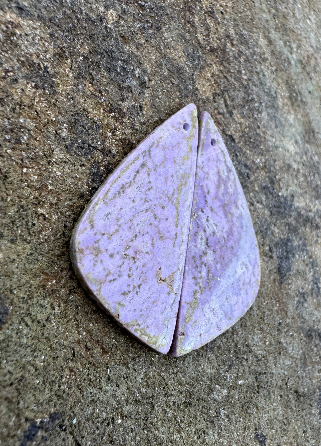 Phosphosiderite Matching Earring Slab Bead Pair 15x34mm