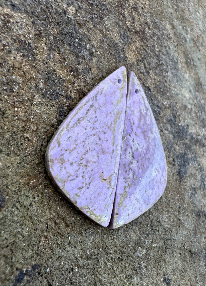 Phosphosiderite Matching Earring Slab Bead Pair 15x34mm