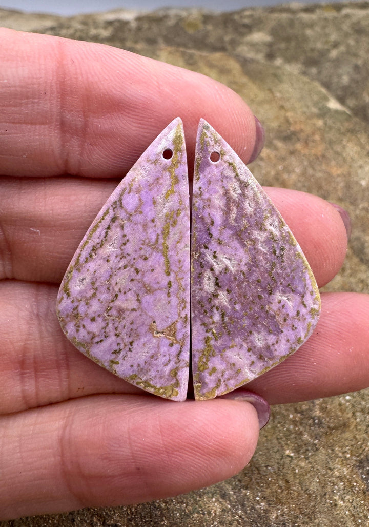 Phosphosiderite Matching Earring Slab Bead Pair 15x34mm