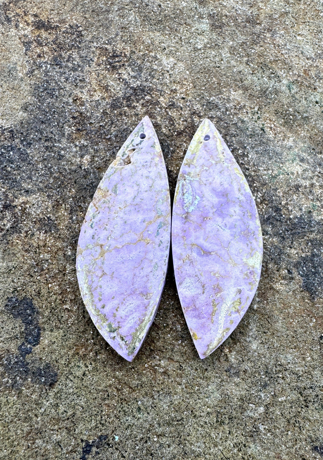 Phosphosiderite Matching Earring Slab Bead Pair 15x43mm