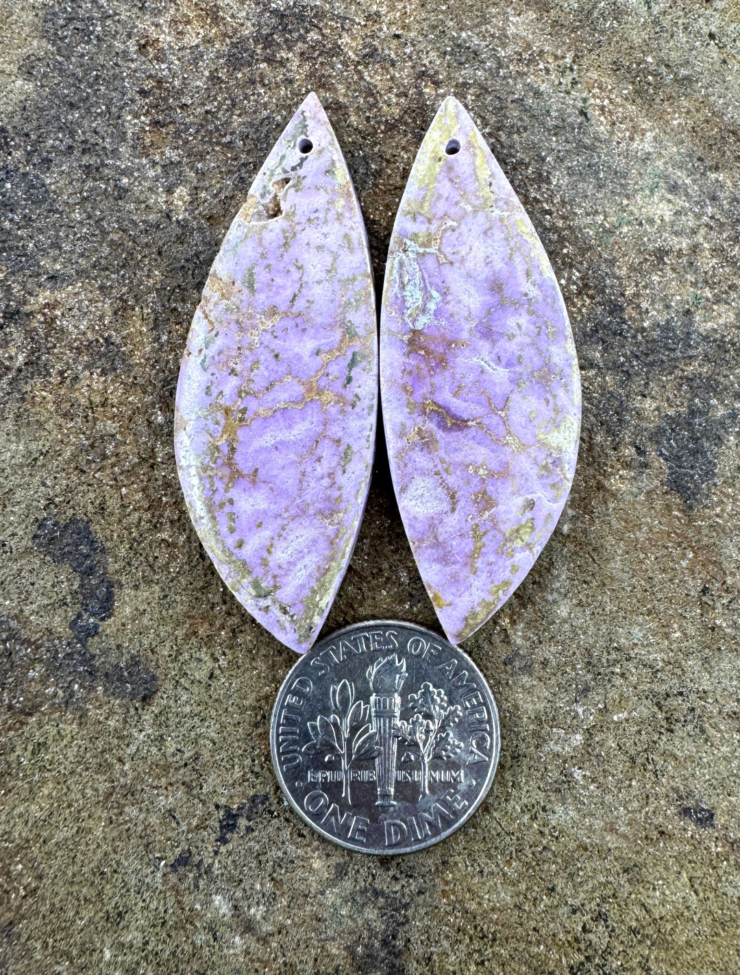 Phosphosiderite Matching Earring Slab Bead Pair 15x43mm