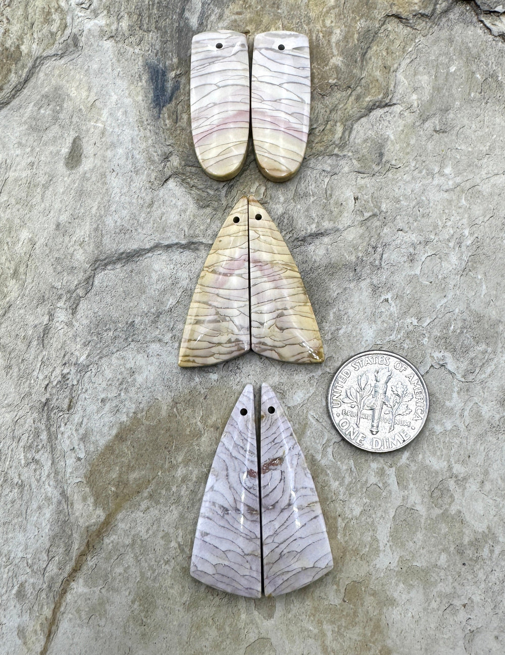Picture Jasper Matching Earring Slab Bead Pair 12x32mm