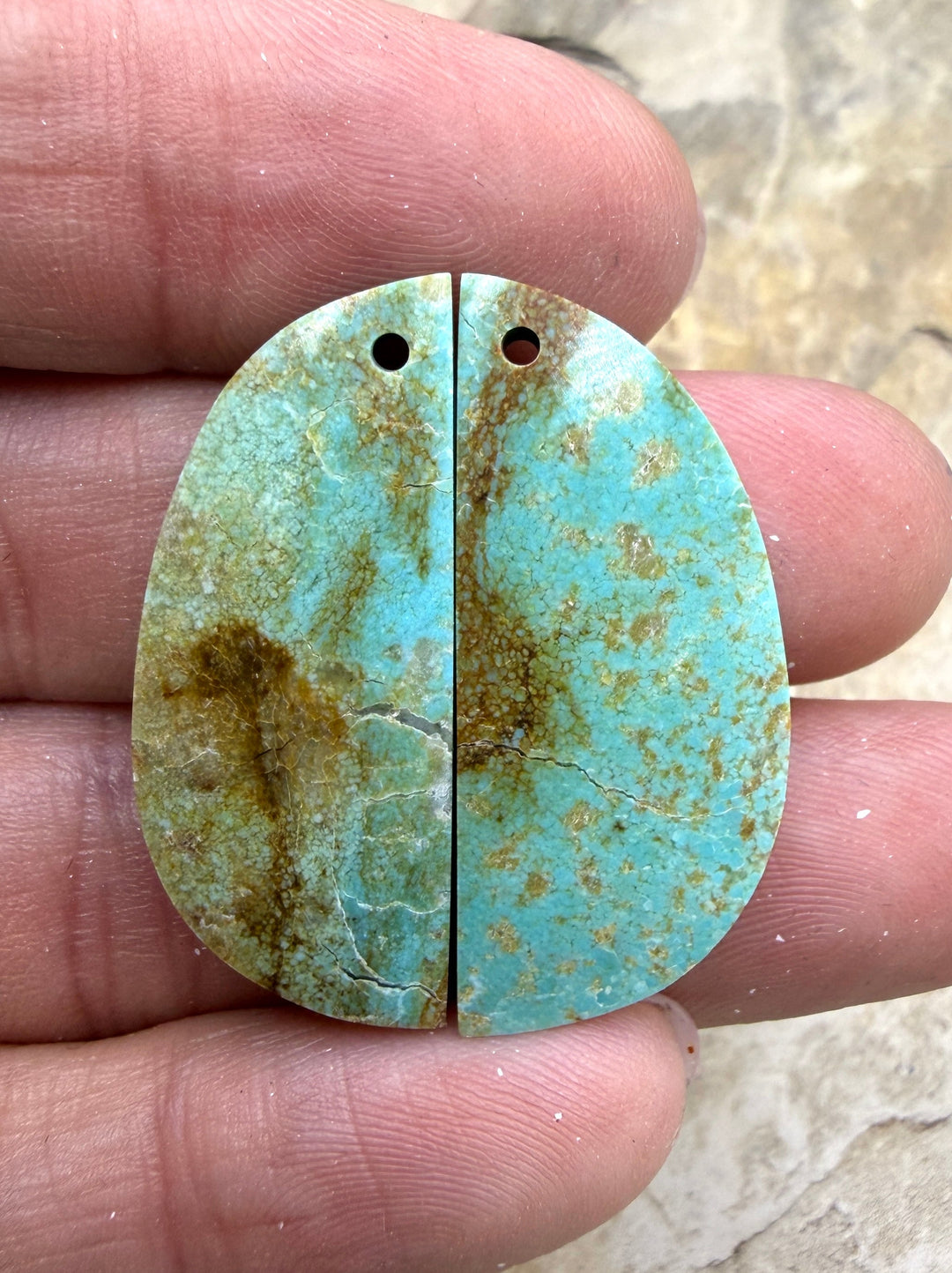 Pilot Mountain Turquoise (Nevada) BIG Matching Earring Slab