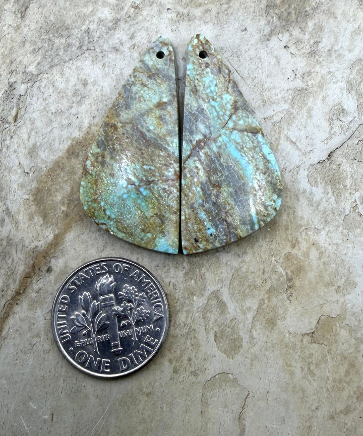 Pilot Mountain Turquoise (Nevada) BIG Matching Earring Slab