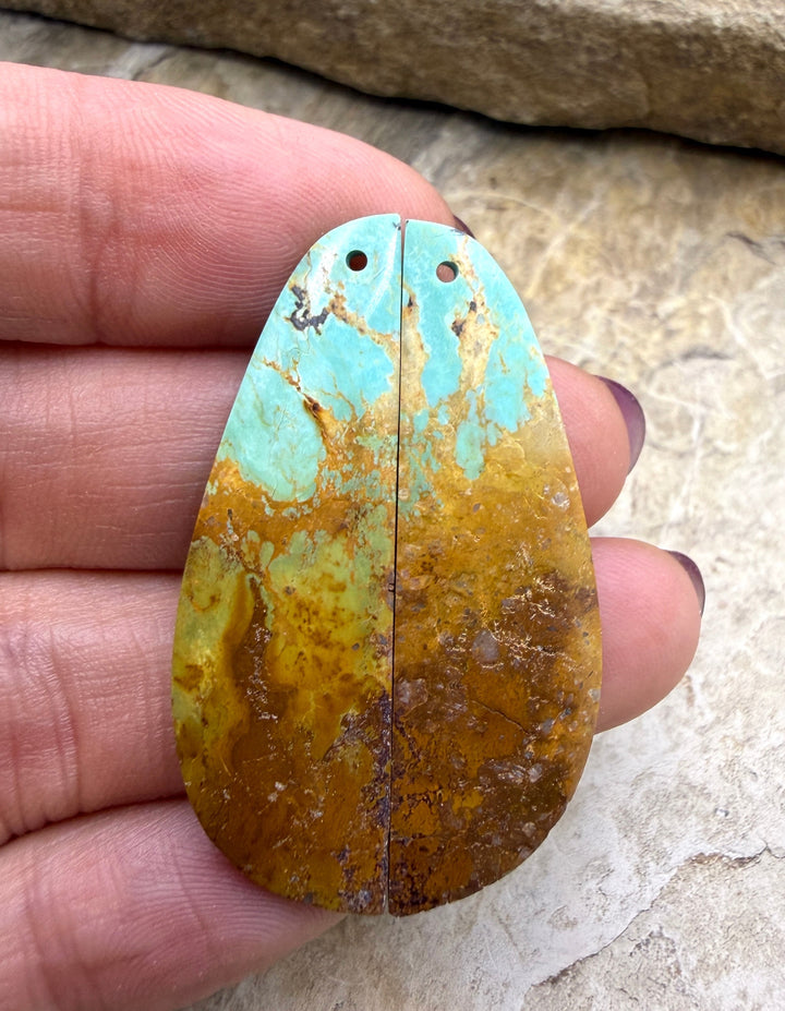 Pilot Mountain Turquoise (Nevada) BIG Matching Earring Slab