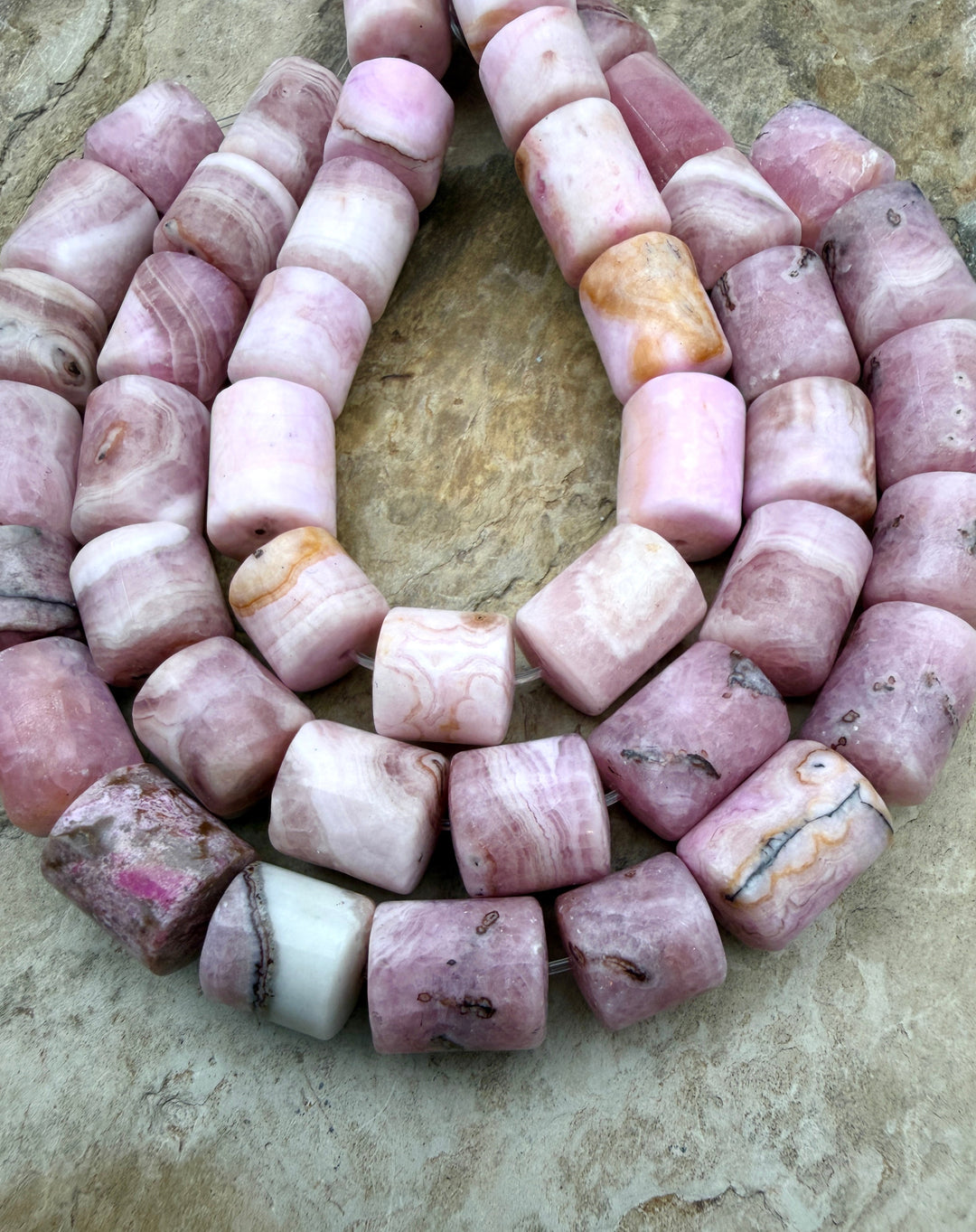 Pink Aragonite BIG Tube Beads 10x10-10x13mm 7.5 Inch