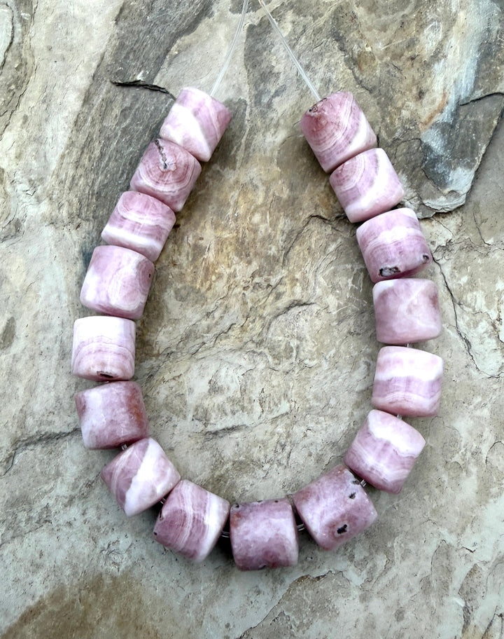 Pink Aragonite BIG Tube Beads 11x11-11x12mm 7.5 Inch