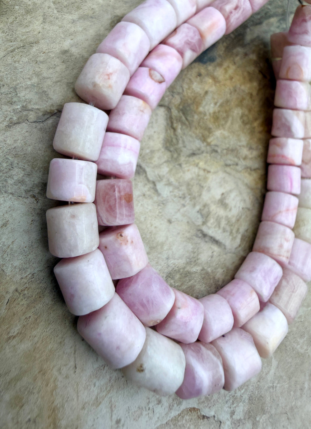 Pink Aragonite Tube Beads 6.5x7-7x9mm 7 Inch Strand/25-26