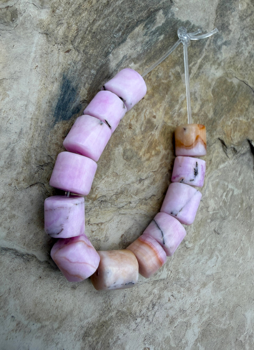 Pink Aragonite Tube Beads 7x6-7x8mm ONE set of 12 Beads