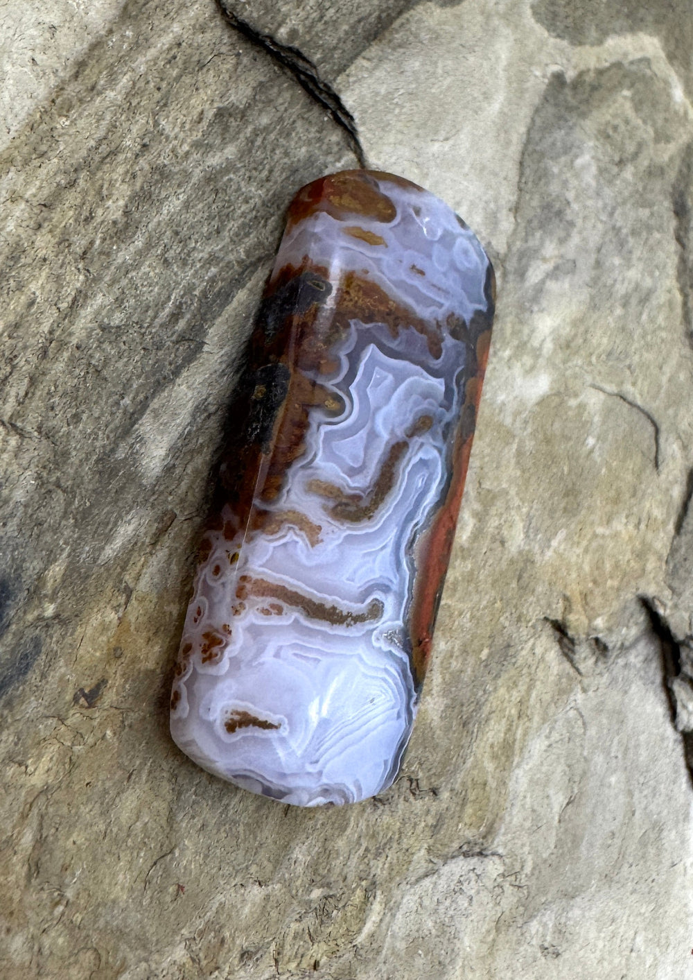 Pink Laguna Lace Agate Focal Pendant Bead 17x43mm - Crazy