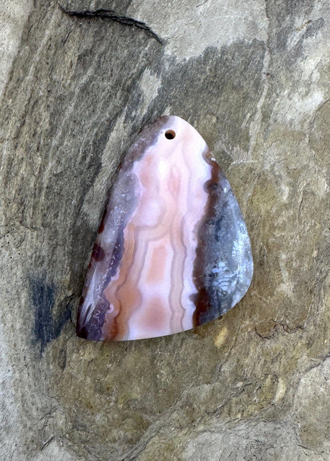 Pink Laguna Lace Agate Focal Pendant Bead 22x32mm - Crazy