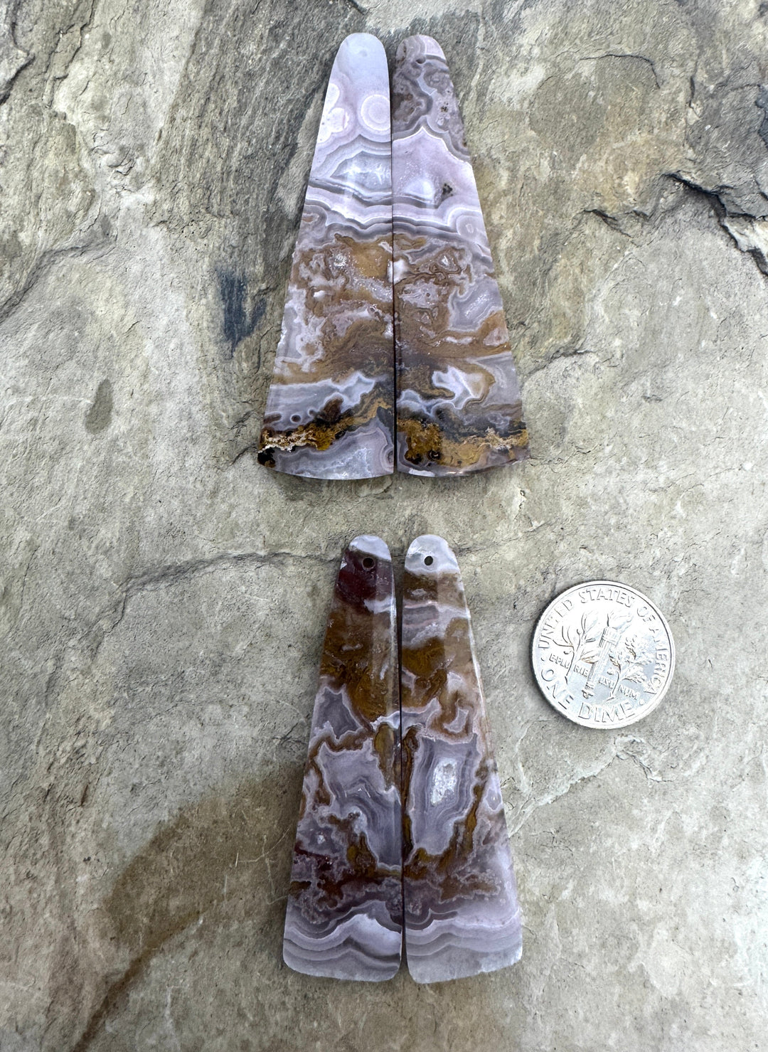 Pink Laguna Lace Agate (Mexico) LONG Matching Earring Bead