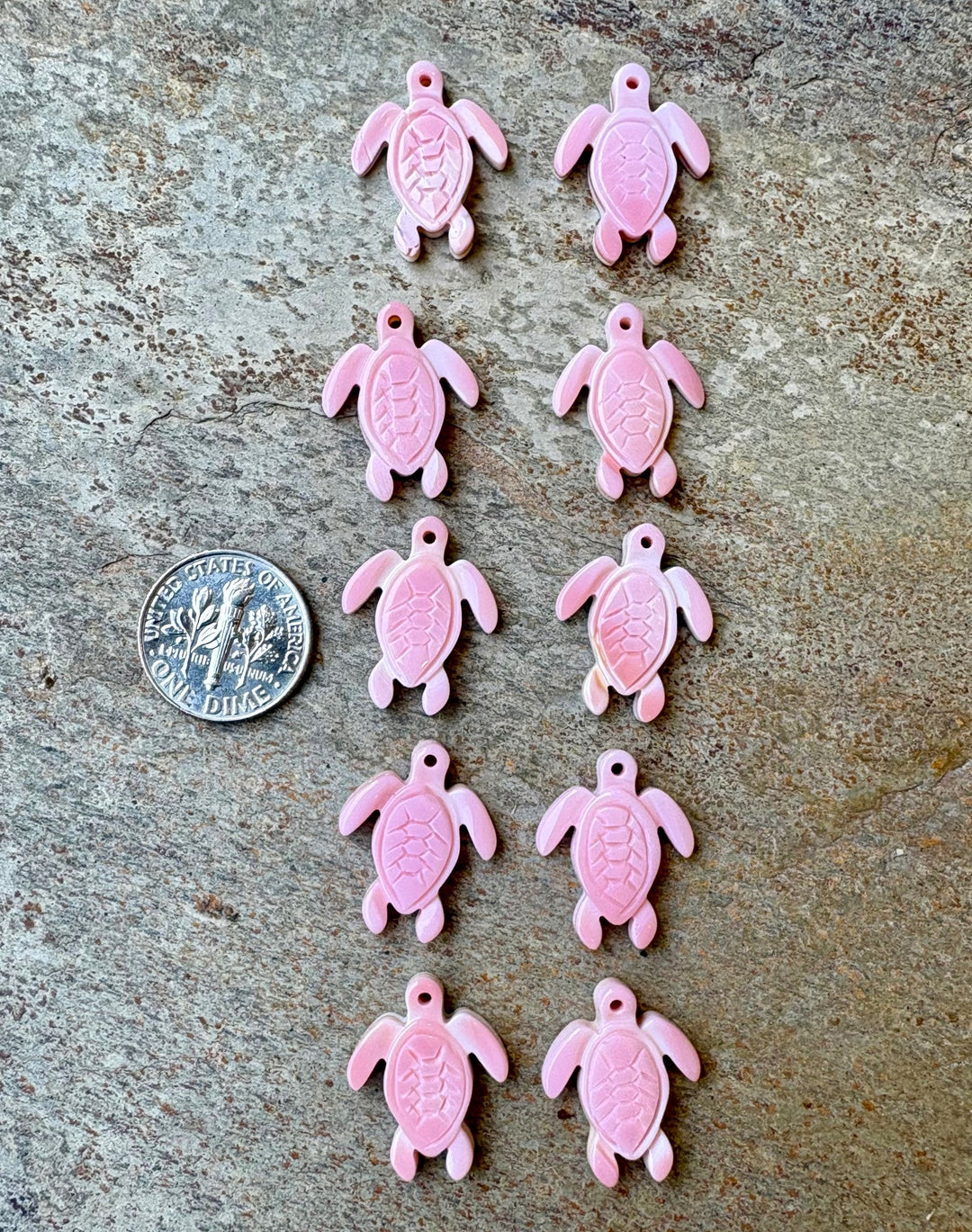 Pink Queen Conch Carved Turtle Beads Package of 2 Beads